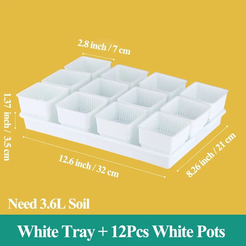 Meshpot Square Succulents Planter Pots With Tray Set,Nursery Pot Cactus Plant Pot Garden Plastic Pot Multi Size