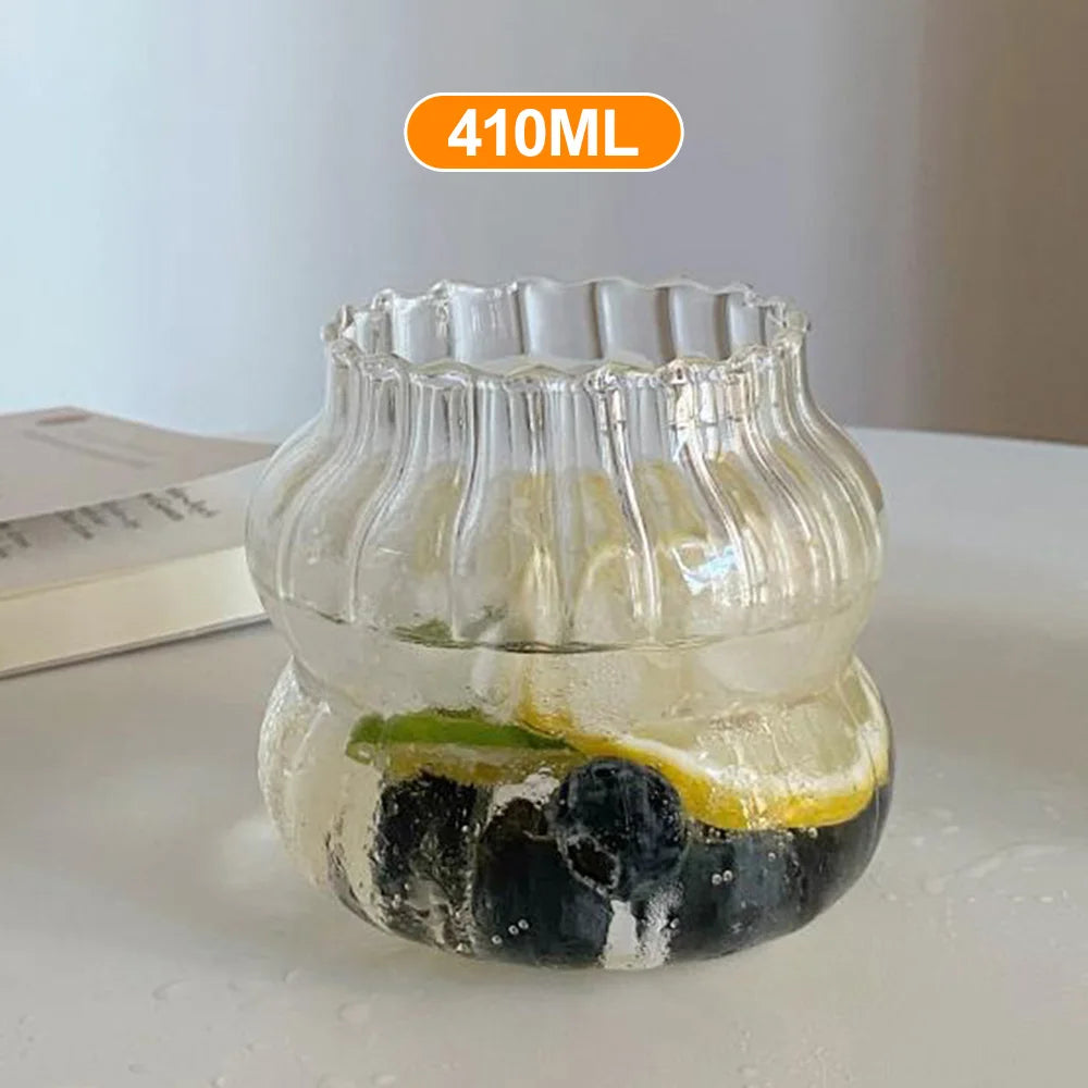 Coffee Cup Glass Cocktail Glasses Large Capacity Milk Drink Striped Juice Cup Heat-resistant Glass Cold Drink Cups 410ML 650ML