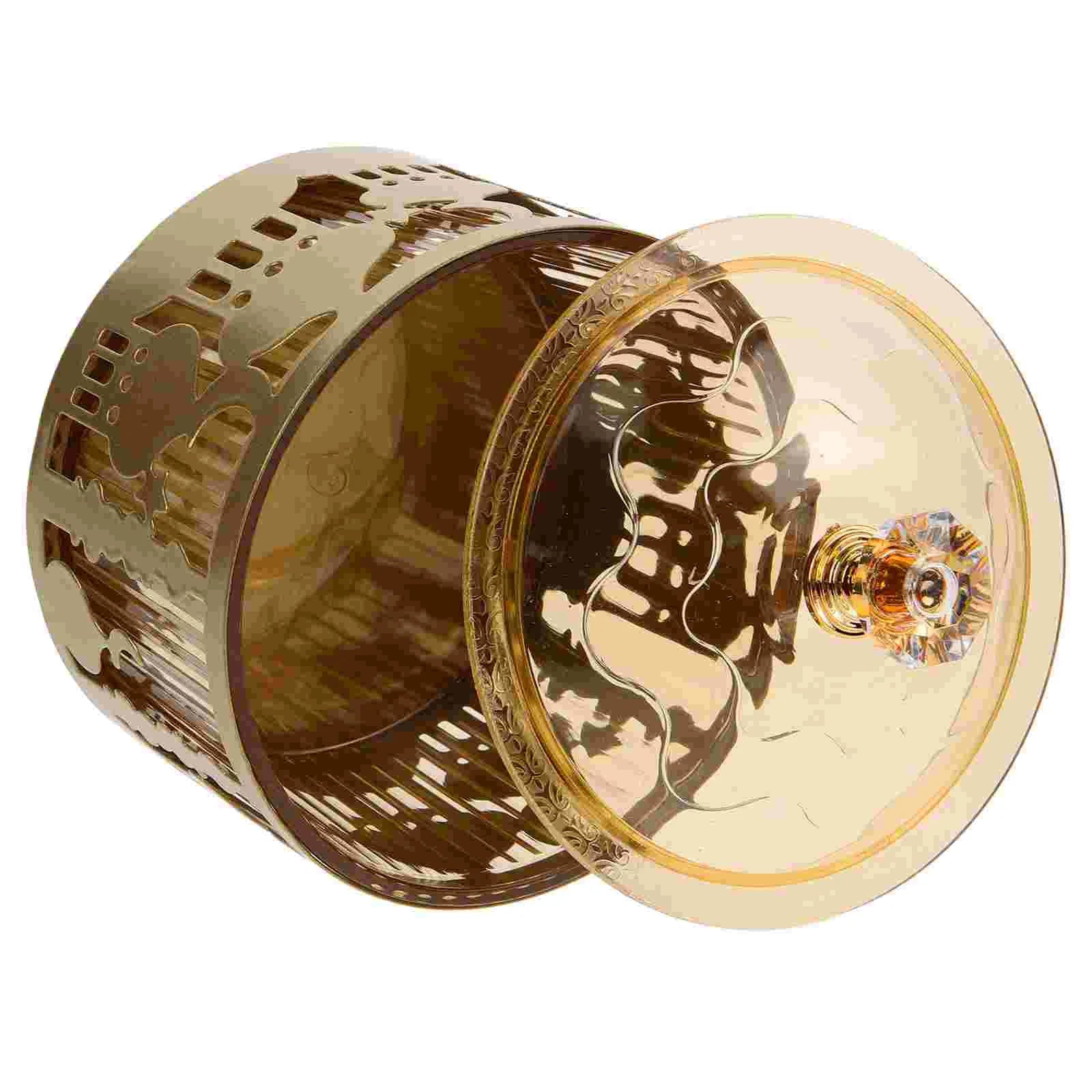 Golden Metal Snack Tray Dessert Serving Plate Ramadan Candy Tray Eid Food Container Dry Fruit Holder Kitchen Dining Bar Home