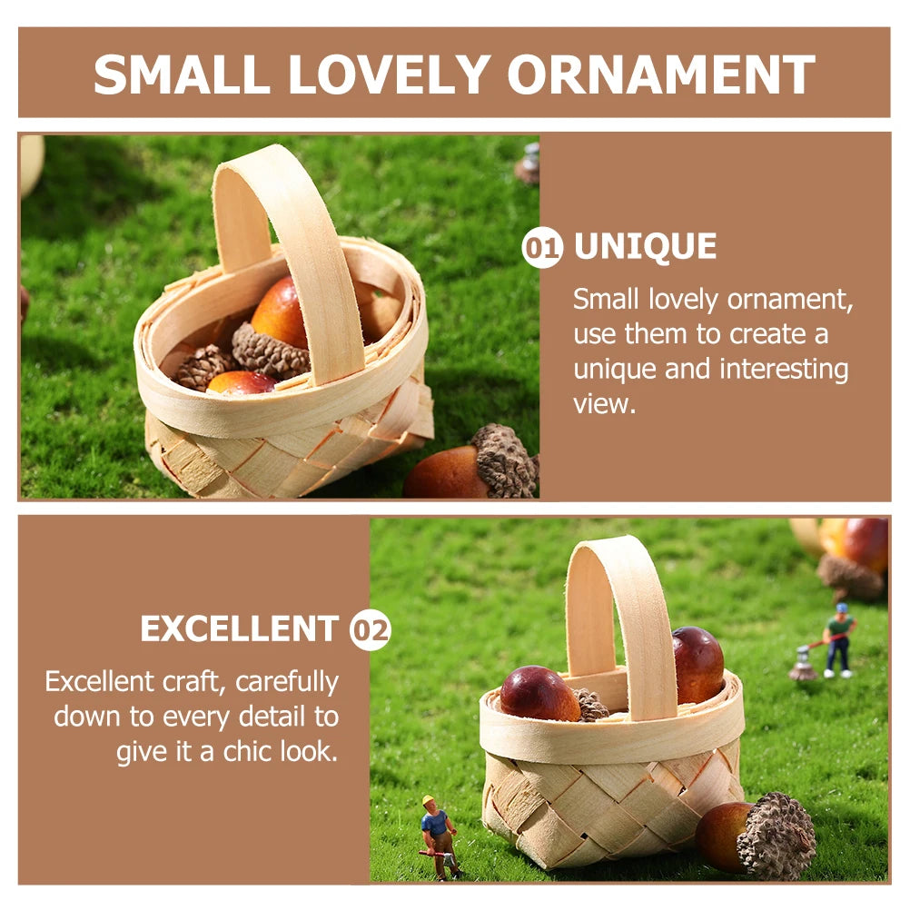 8pcs Mini Wooden Baskets Handwoven Lightweight Tiny Wicker Basket for Wedding Plant Pot nament Easter Fruit