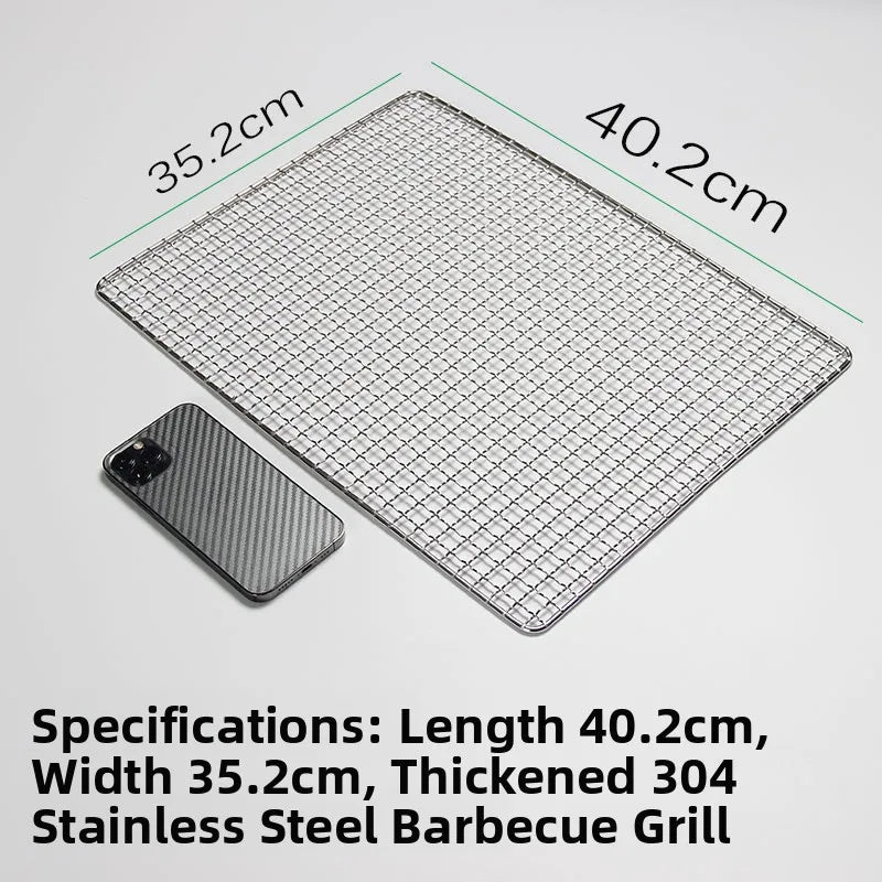 Thiened Rectangular Me BBQ ill Net 304 Stainl Steel Drng Net Barbecue Wire Me for Outdoor Kitchen Cooking Tools