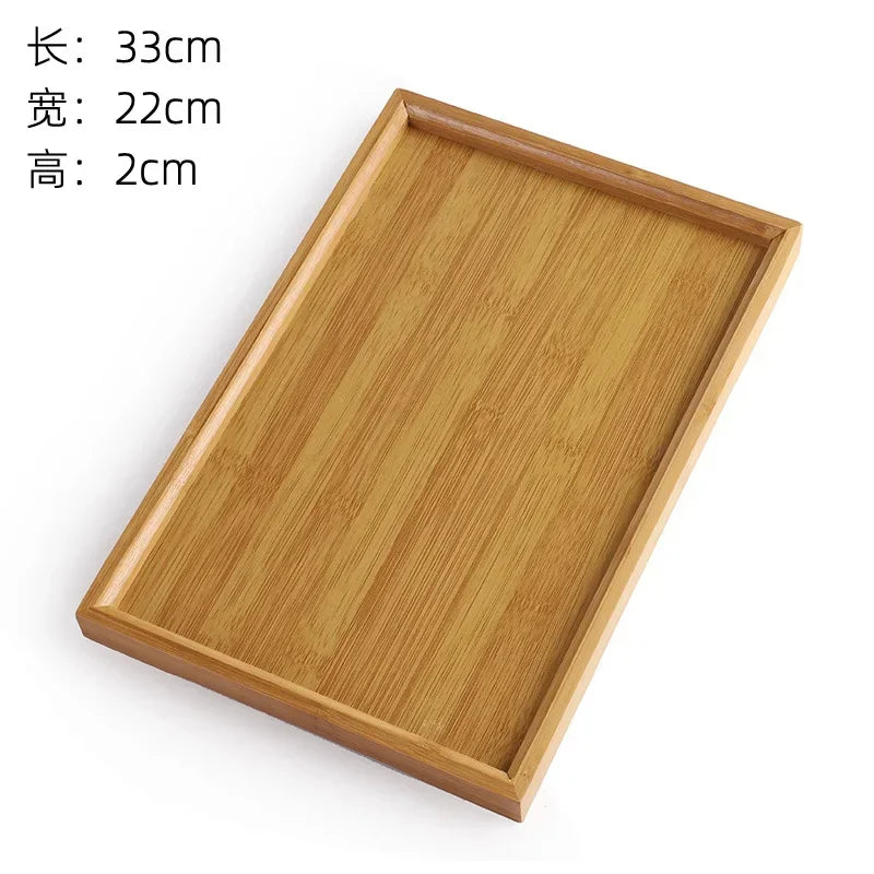 Wooden Bamboo Tray - Rectangular Serving Platter for Home & BBQ | Portable Tray for Bread & Pastries | Eco-Friendly Dining Plate