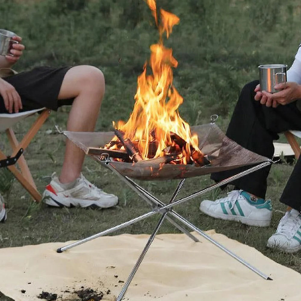 Portable Fire Pit for Camping BBQ Outdoor Steel Mesh  Grill Quick Assembly Durable Lightweight Travel Picnic Camping Net