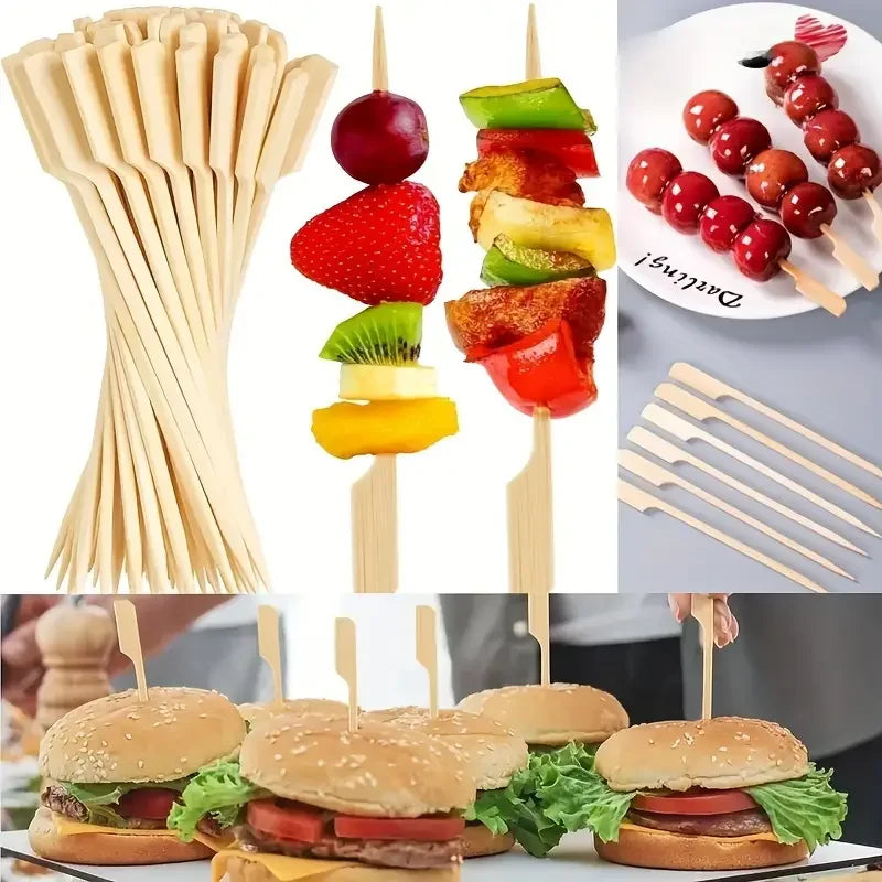 50Pcs Disposable Bamboo Sticks Barbecue Tools Natural BBQ Bamboo Skewers Camping Party For Kabob Fruit Cocktail Party BBQ Tools