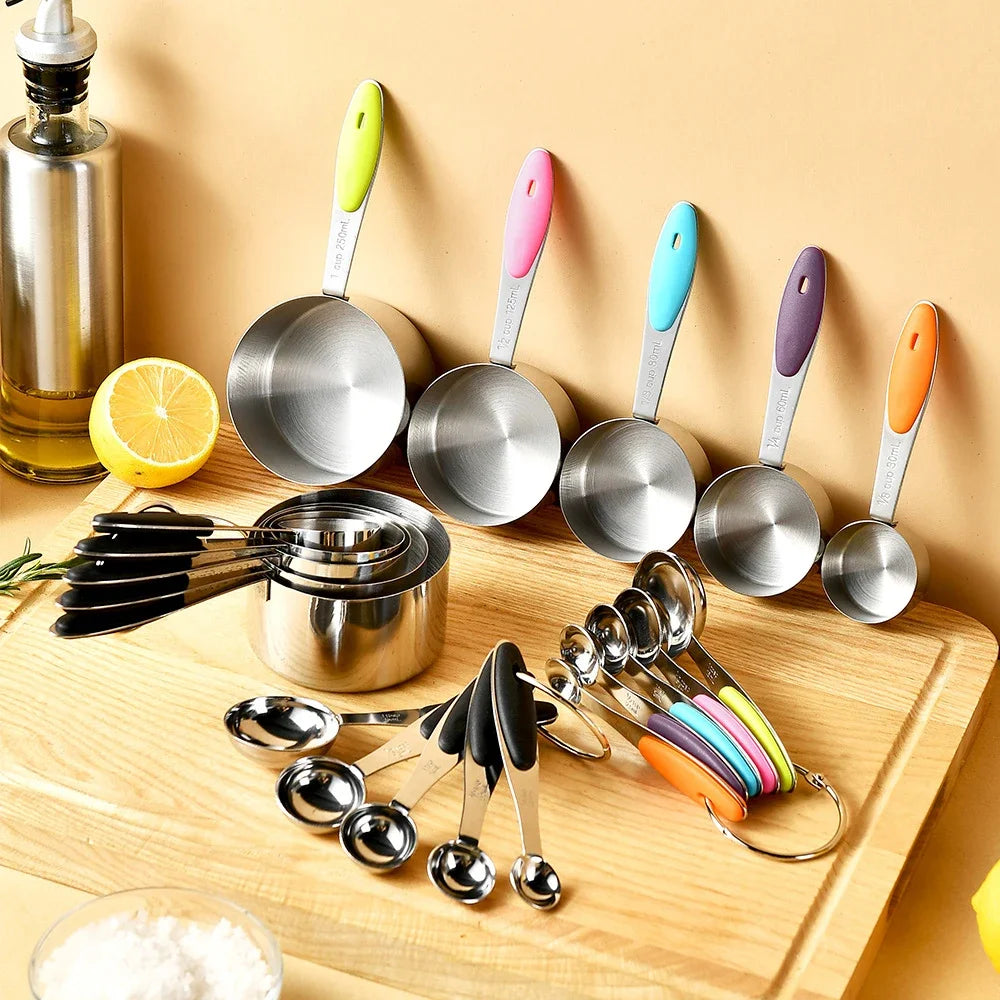 5/10Pcs Stainless Steel Measuring Cups And Spoons Set Kitchen Accessories For Baking Cake Cooking Making Measuring Kitchen Tools