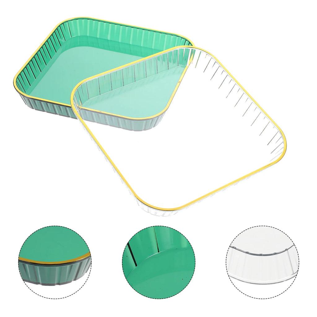 2 Pcs PET Material Fruit Snack Tray Elegant Serving Platters Dessert Container Party Candy Holder Thick Texture Smooth