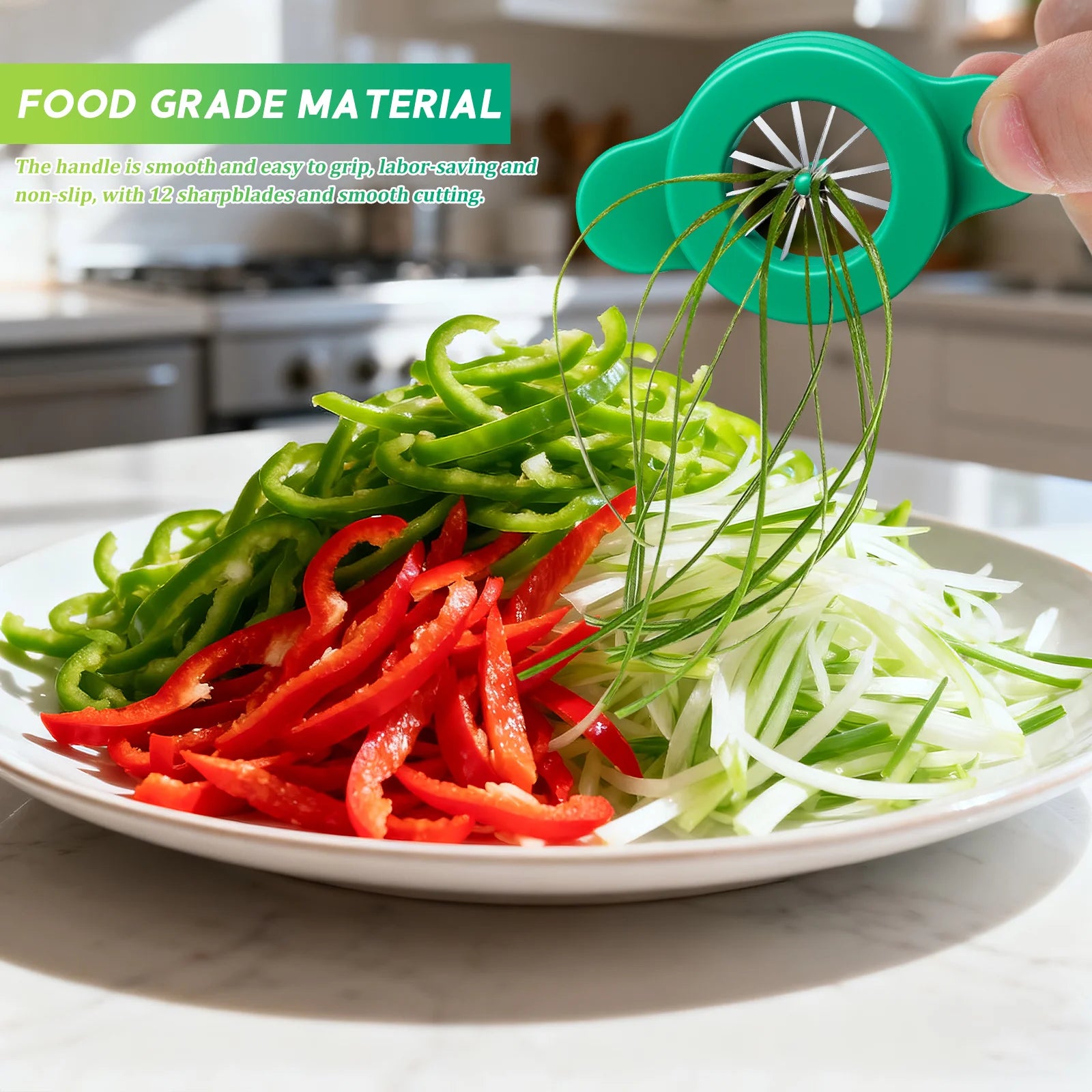 2Pcs Scallion Cutter Vegetable Shredder Easy Grip Kitchen Cutting Tool Sharp Blade Onion Slicer Practical Cooking Gadget