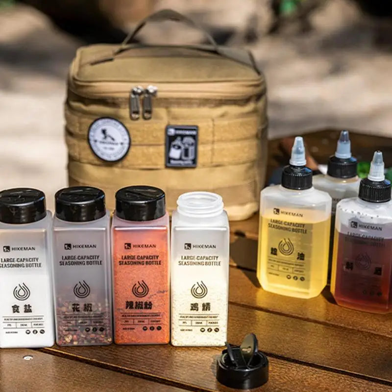 14 Pcs Camping Seasoning Storage Bag Set Outdoor 200ml Seasoning Bottle Kit Spice Organizer Containers Camping Picnic Supplies