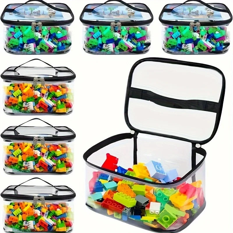 Building Block Storage Box Large Capacity Toy Organizer Container with Lid Stackable Space Saving Home Closet Playroom Storage