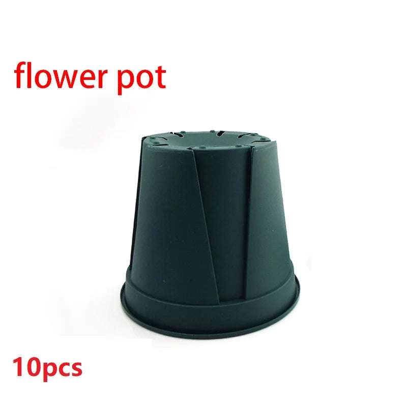 5/10pcs Green Plastic Plant Flower Pot Trays - Cute Garden Planter Tools for Growing Herbs, Succulents, and Nursery Plants E2