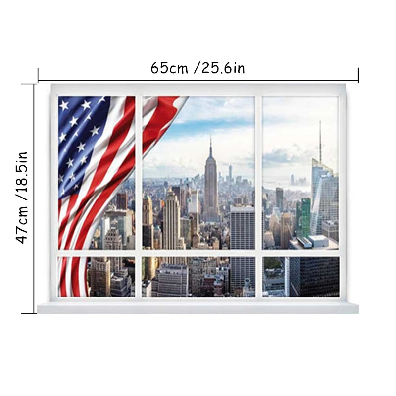 London City Street View Mural Clock Tower Telephone Booth Window Art Wall Stickers for Vintage Home Decoration Aesthetic Rooms