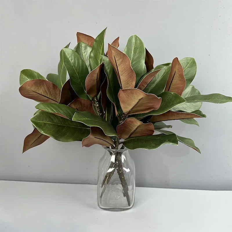 2pcs Artificial Flowers Magnolia Leaf Green Plants Plastic Simulation Magnolias Leaves Plant Floral Home Balcony Decoration