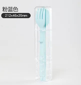 Portable cutlery box creative block chopsticks spoon fork set travel fresh and simple folding three piece set