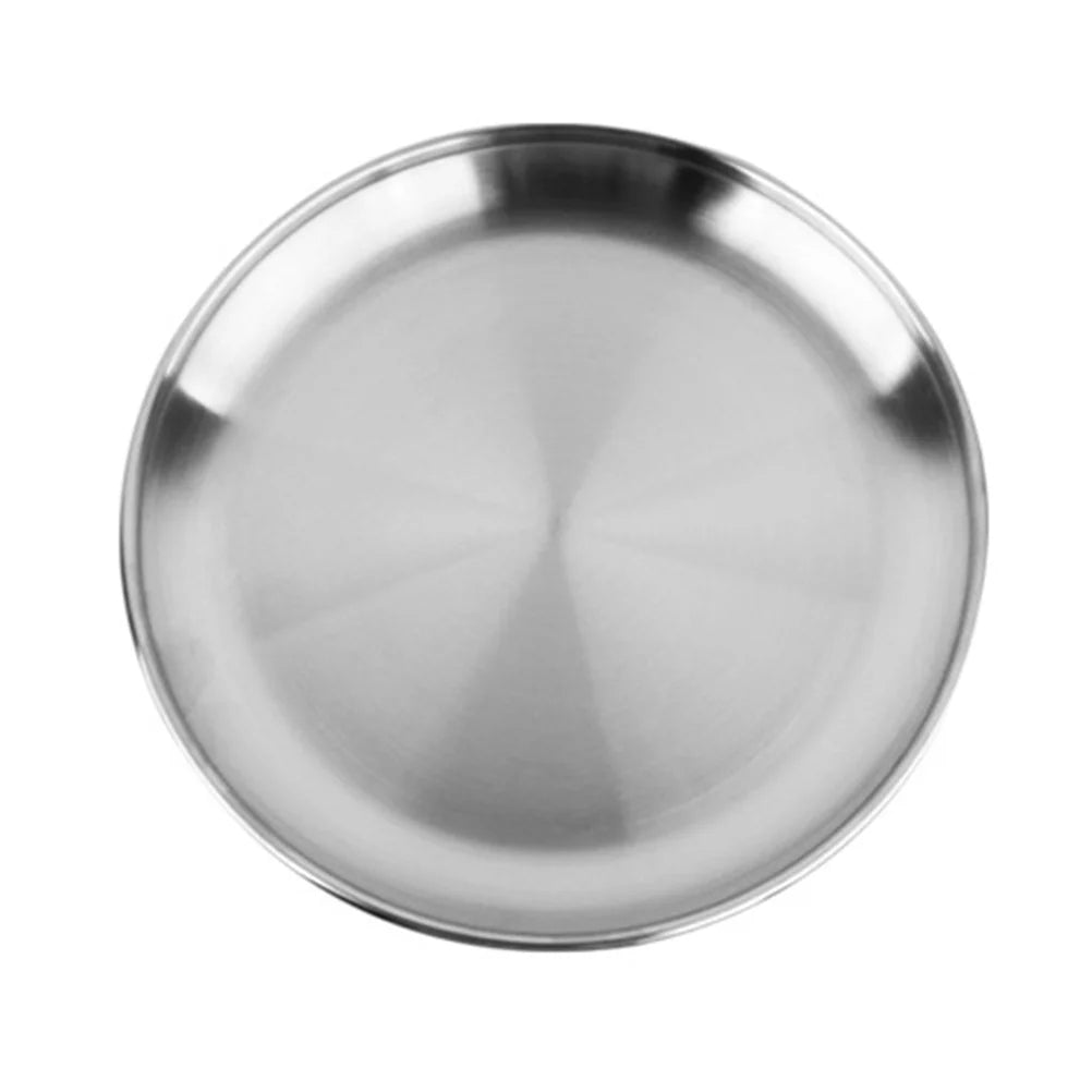 1Pcs Stainless Steel Dinner Plate Easy Clean Maintenance Ideal for Sharing Desserts At Parties Round Dinner Plate