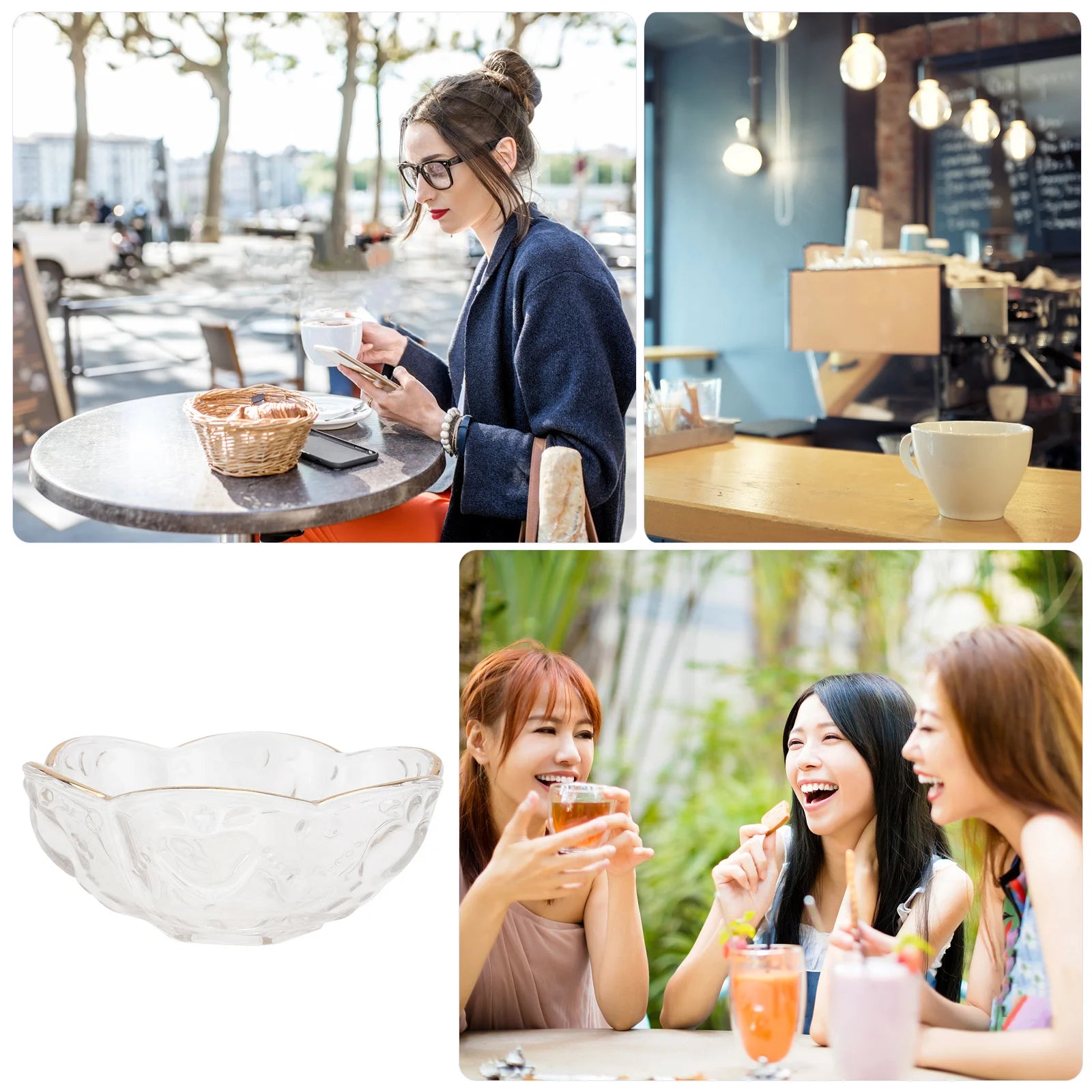 1Pcs Glass Salad Bowl Clear Transparent Decorative Food Serving Bowl Party Household Kitchen Tableware Fruit Dessert Container