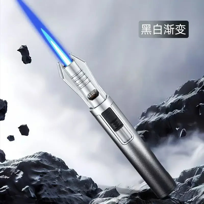 Metal Lightsaber Style Gas Lighter Powerful Red Flame Turbine Jet Torch Outdoor Compass Windproof Lighter BBQ Welding Cigar Tool