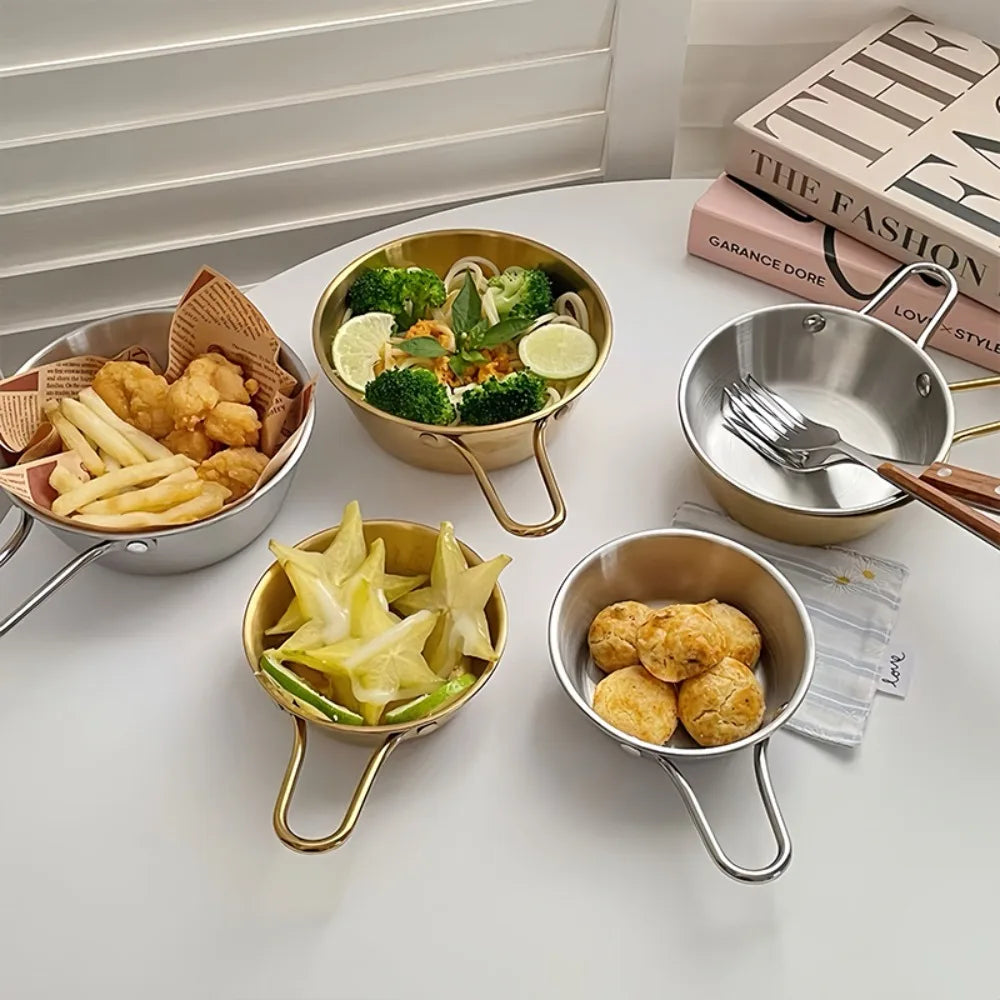 Thickened Stainless Steel Seasoning Bowl with Handle for Household Snacks Fruit Salad Hot Pot Dipping Bowl