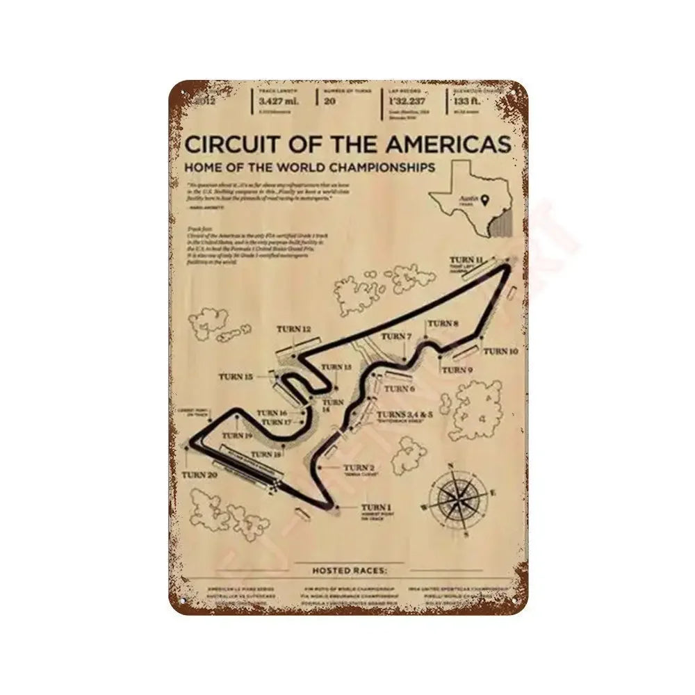 Vintage F1 Formula Racer Poster Metal Tin Sign Plaque Aesthetics Racing Monaco Grand Prix Circuit Track Wall Art Home Room Decor