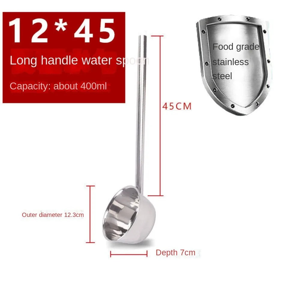 35/45/65cm 304 Food Grade Stainless Steel Ladle Congee Spoon Canteen Restaurant Long Handle Water Spoon Used