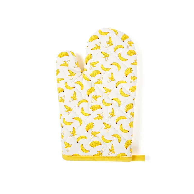 1pcs Microwave Baking BBQ Glove Cotton Cute Oven Mitts Heat Resistant Potholders Non-slip Kitchen Cooking Tools Mitten