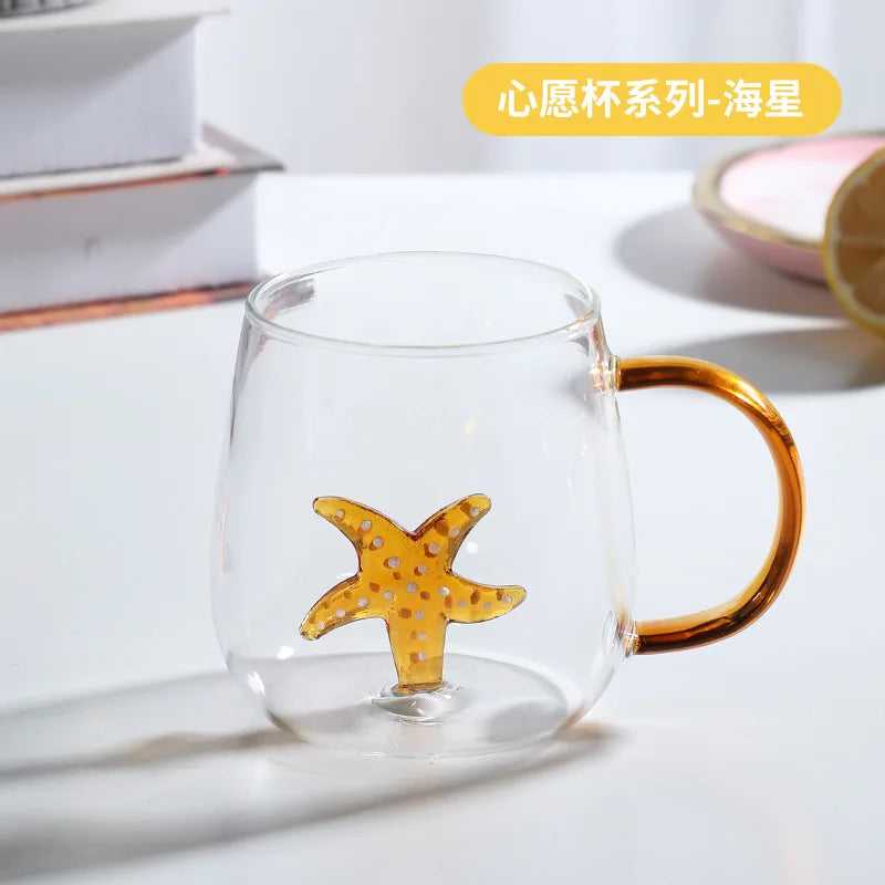 3D Cartoon Animal Shape Glass Cup for Home, Cute Water and Coffee, Single Layer Cup with Guests, Juice and Cold Drink