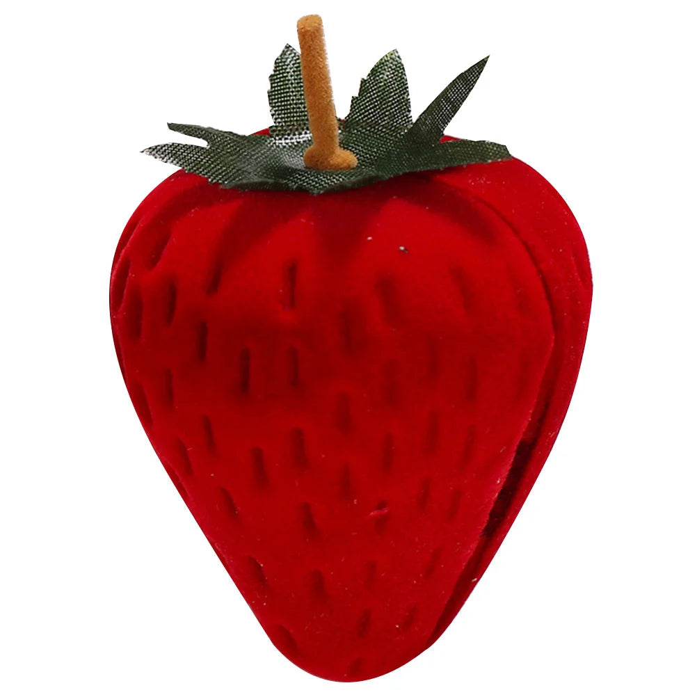 1Pcs Strawberry Ring Box Red Portable Jewelry Holder Necklace Storage Case Jewelry Storage Travel Packing Box Ring Holder