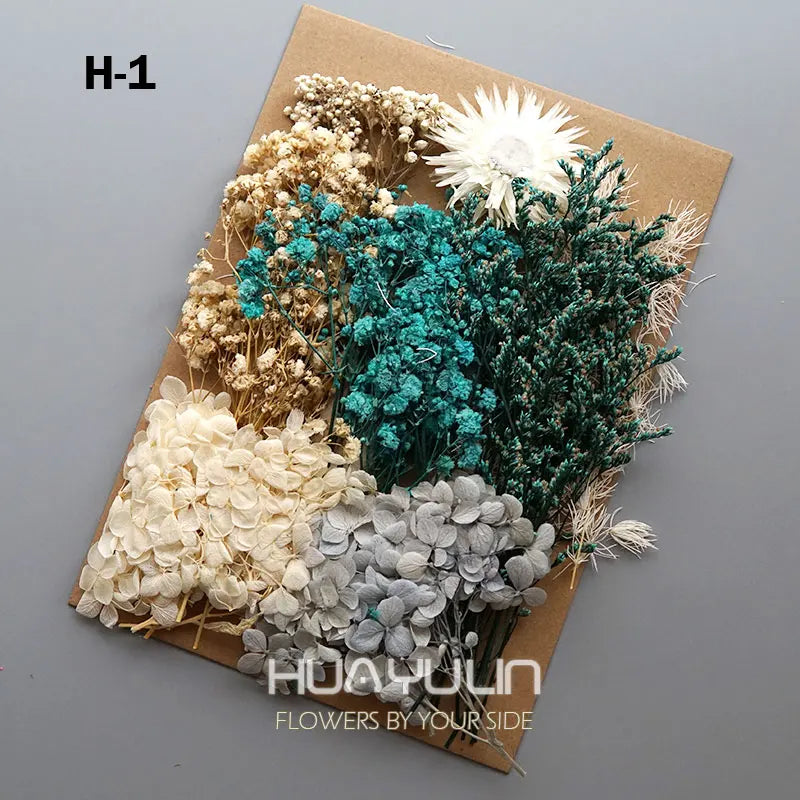 1 Pack Artificial Plants Dried Real Flowers Preserved Materials Epoxy Resin Candles DIY Floral Materials Hydrangea Set Flowers