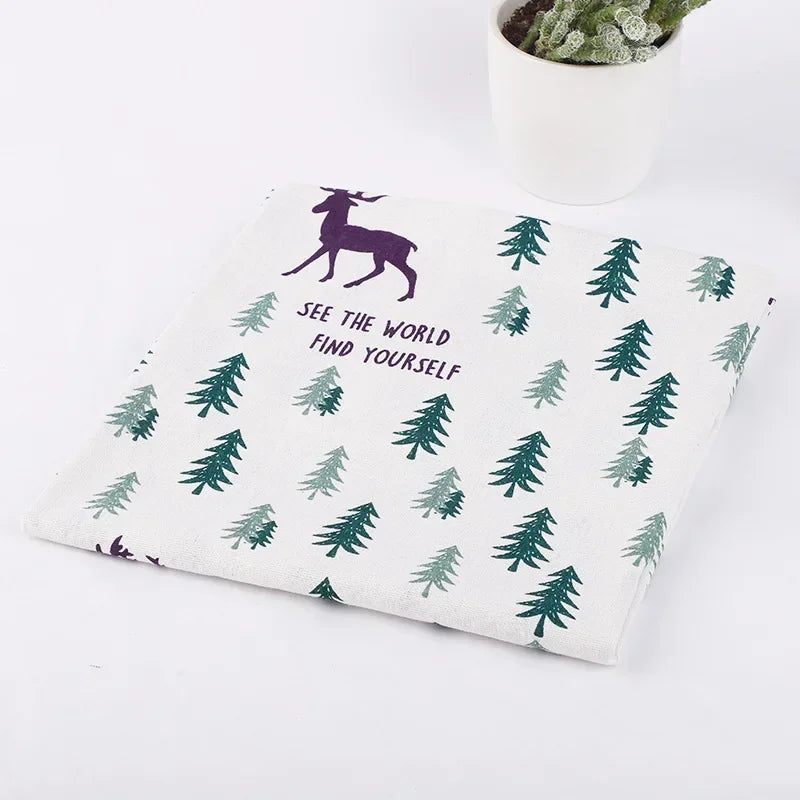 Printed Linen Cotton Fabric Cloth For Curtain Christmas Home Tablecloth Table Runner Pillow Cushion Handwork Sewing Placemat Bag