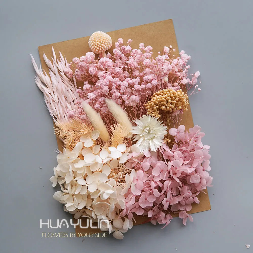 1 Pack Artificial Plants Dried Real Flowers Preserved Materials Epoxy Resin Candles DIY Floral Materials Hydrangea Set Flowers