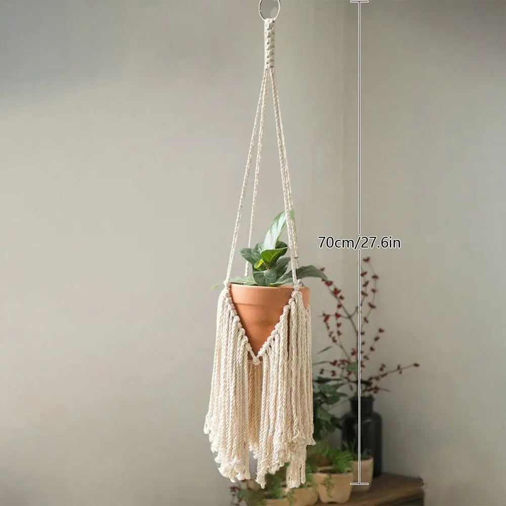 for Indoor Living Room Balcony Macrame Plant Hangers Handmade Garden Plant Pot Holder Decor Hanging Basket Beige Color