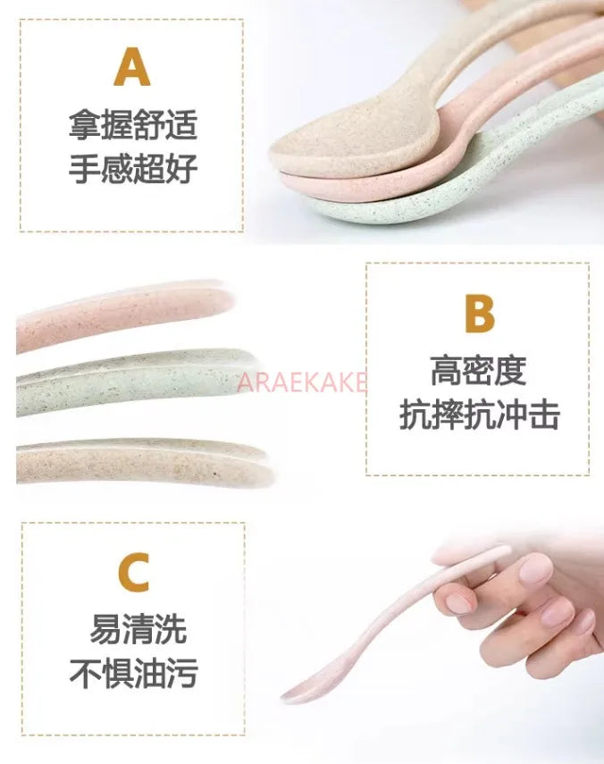 Children's wheat straw, healthy and environmentally friendly feeding soup, rice spoon, single pack, toddler and baby training