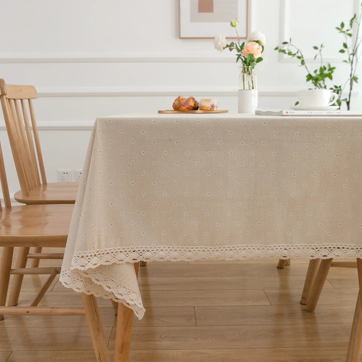 Printed Small Daisy Flower Tablecloth Linen Table Cloth Tasse Lace Rectangular Wedding Banquet Outdoor Home Manteles Table Cover