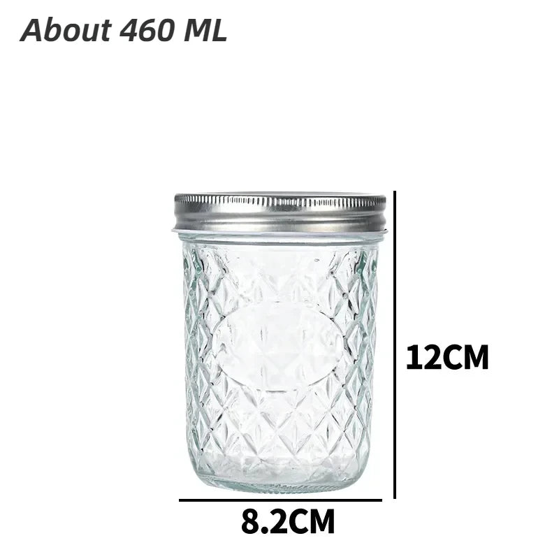 Mason Jar with Lid Glass Bottle High Temperature Resistant Easy to Clean Honey Food Sealed Glass Canning Food Storage Containers
