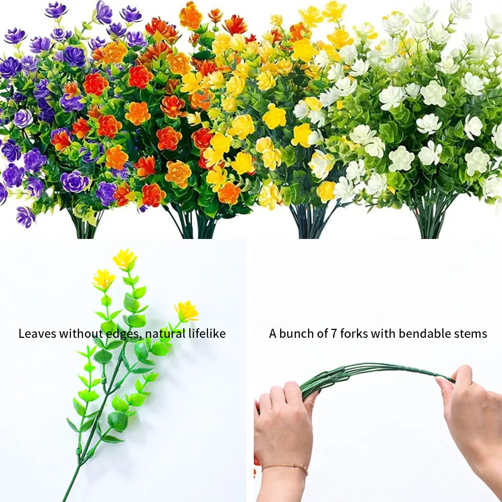 1 Bundle Outdoor UV Resistant Artificial Flowers Greenery Shrubs Plants Fake Flower for Wedding Garden Kitchen Office Decor