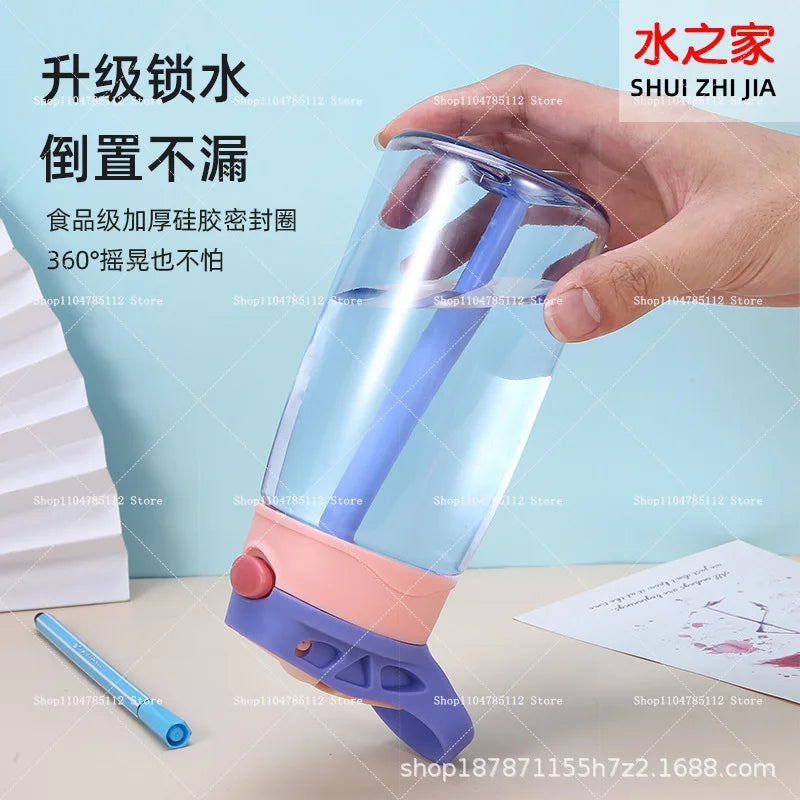 KPop Demon Hunters Drinking Glass Large Capacity Portable Plastic Mug Kids Cartoon Cute Sports Straw Drinking Cup Water Bottle