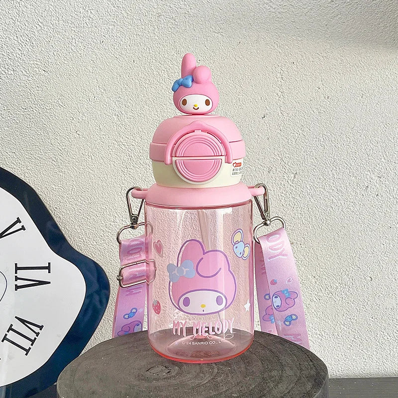 Sanrio Children's Summer Drink Water Bottle Girls Outdoors Portable Kettle Birthday Gift Cute Kulomi Food Grade Plastic Cup
