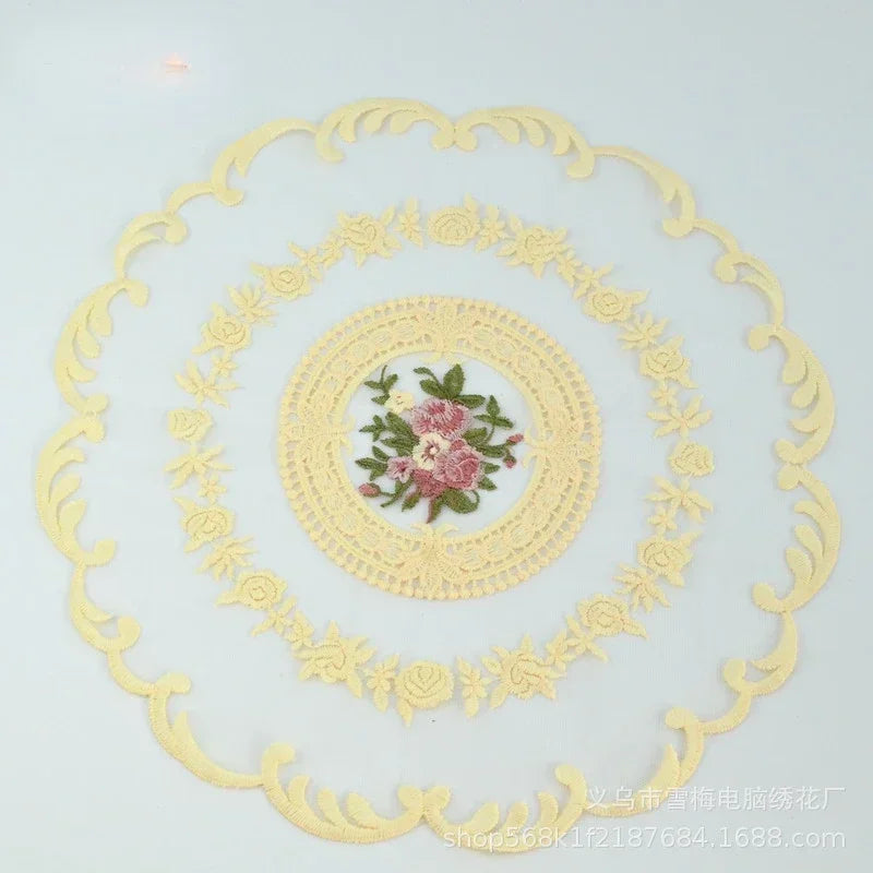 1PC Dinning Table Cover Embroidered Table Cloth Elegant Round Lace Tablecloth Coffee Coasters Napkin Party Wedding Decoration