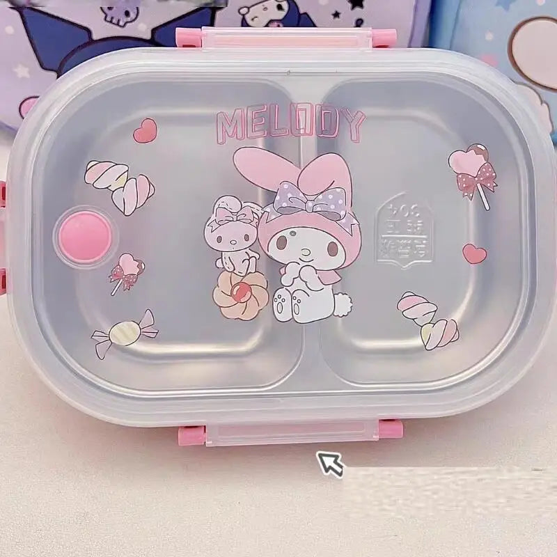 Sanrio Kuromi My Melody Cinnamoroll Sus Lunch Box Hit Product New Product Kawaii Cartoon Portable Large Capacity Outdoors Cute