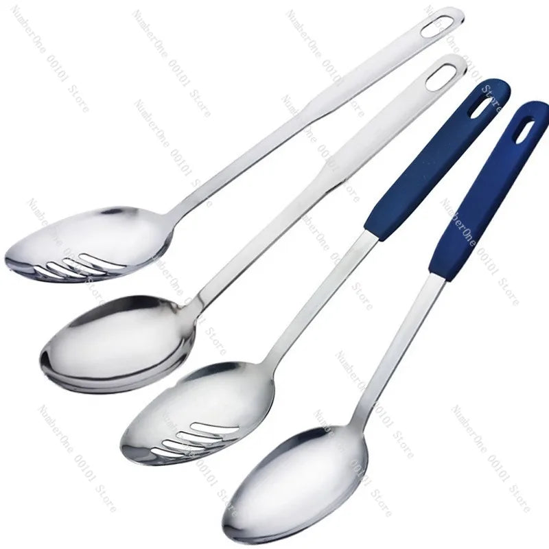 304 Stainless Steel Soup Spoon with Long Handle,Restaurant Serving Spoon for Buffet  Stir-Frying,Durable Fast-Food Serving Spoon