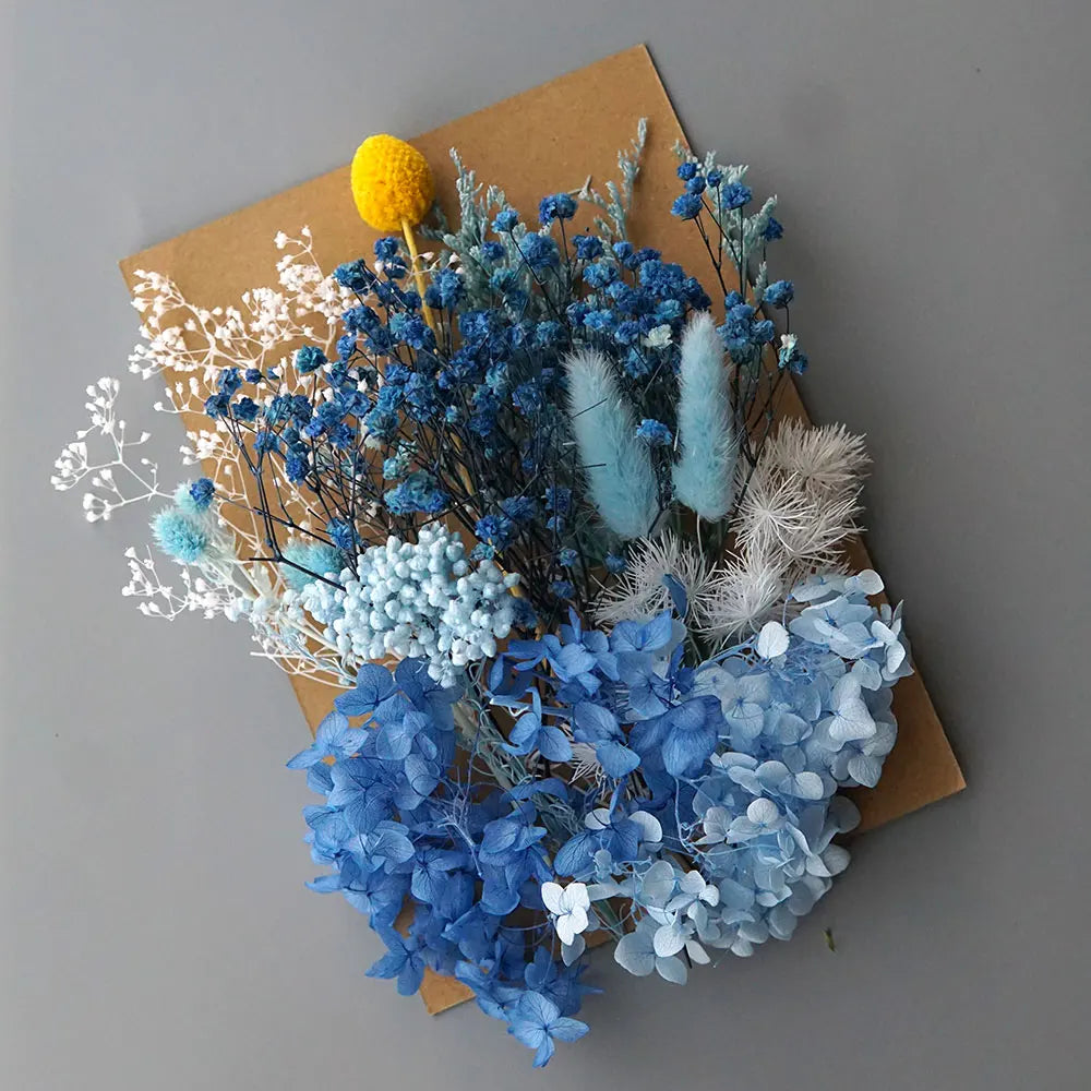 1 Pack Artificial Plants Dried Real Flowers Preserved Materials Epoxy Resin Candles DIY Floral Materials Hydrangea Set Flowers