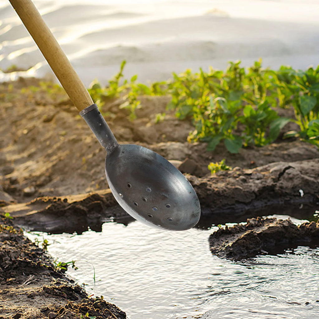 Large Iron Ladle Dredging Scoop Sturdy Cleaning Drain Mud Removal Gardening Beach Sand Sifter Multifunctional Soil Sifter Tool