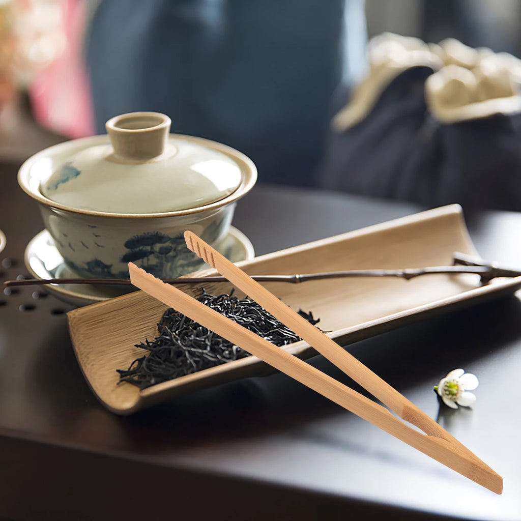 2 Pcs 26CM Bamboo Tongs High Temperature Resistant Kitchen Cooking Tools Food Serving Party BBQ Ice Bread Cheese Clip