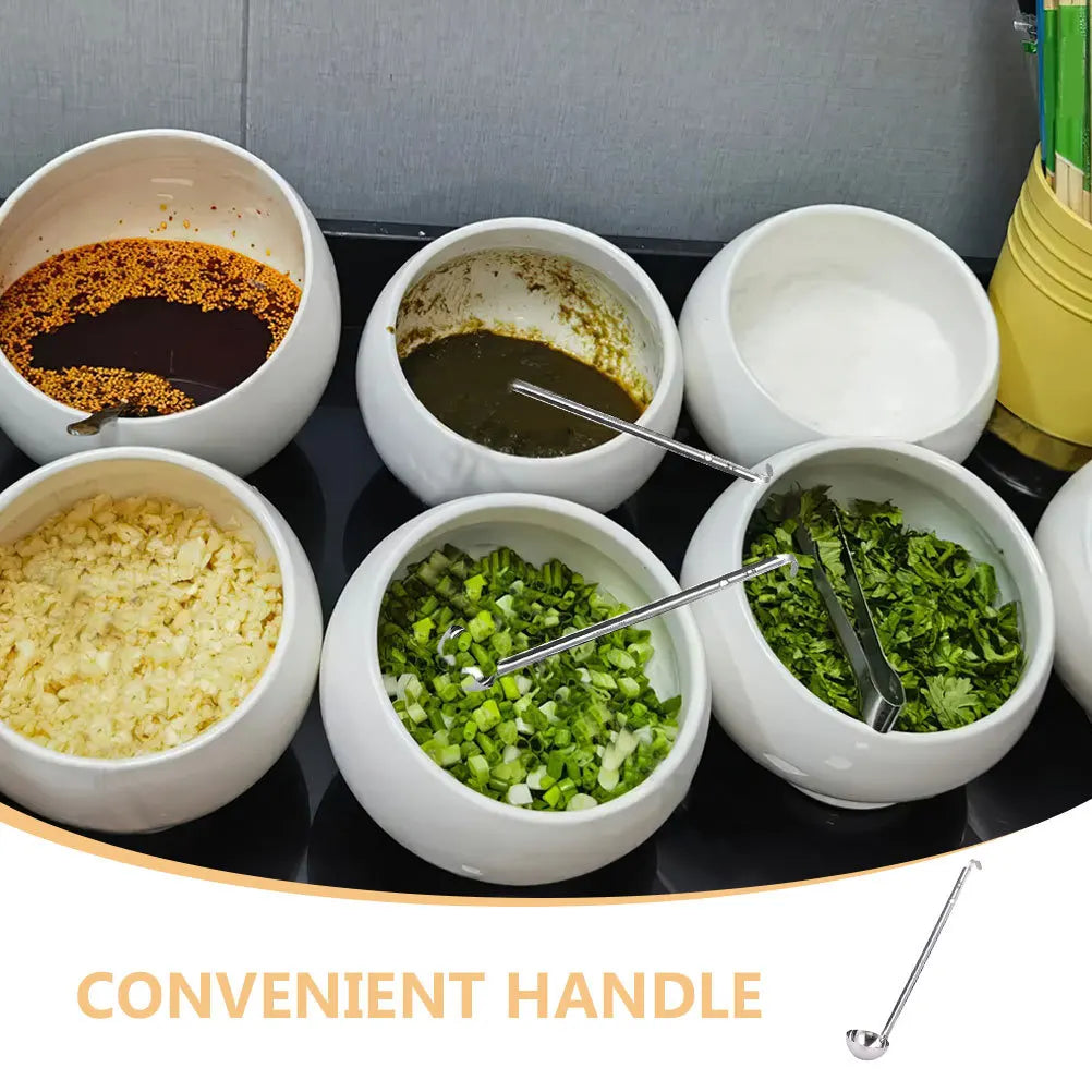 2pcs Stainless Steel Set Long Handle Ladle For Rice Food Serving Household Kitchen Buffet Restaurant Ladle Soup Portioner Metal