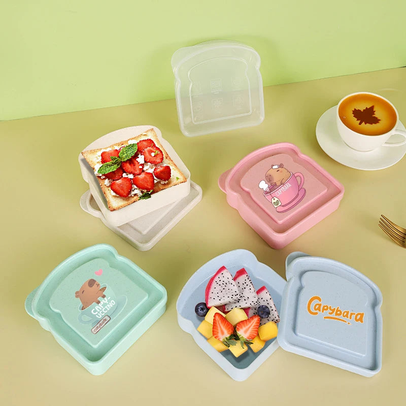 Capybara Sandwich Food Storage Case Container Salad Fruits Snack Storage Box with Lid Reusable Microwave Lunch Box Bread Case