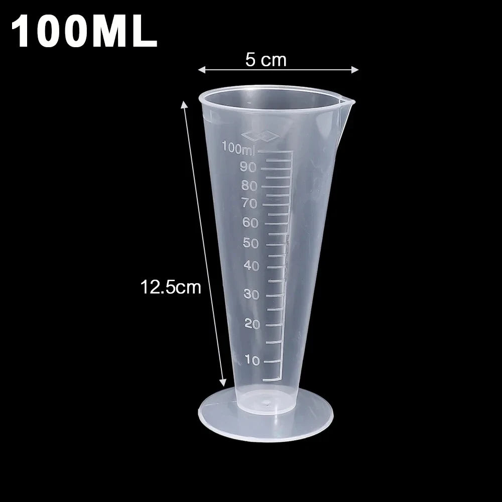 10-1Pcs Triangular Measuring Cup with Scale Transparent Plastic Graduated Cylinder Pour Spout Liquid Container Kitchen Bar Tool