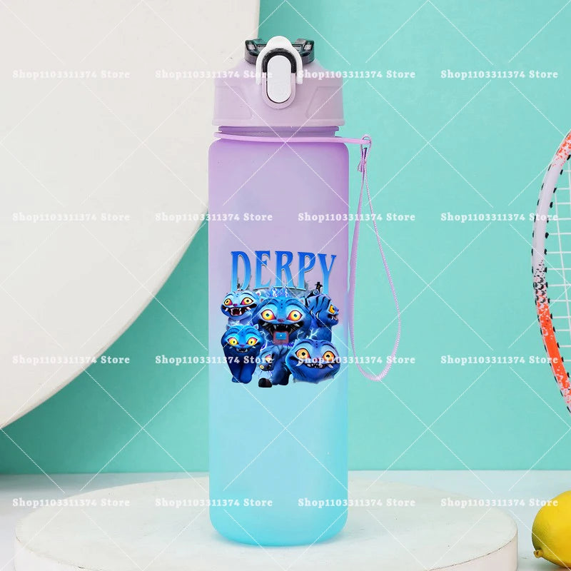 750ml KPop Demon Hunters Girls Boys Outdoor Water Bottles Portable Large Drinking Straw Water Cups Cartoon Sport Office Bottle