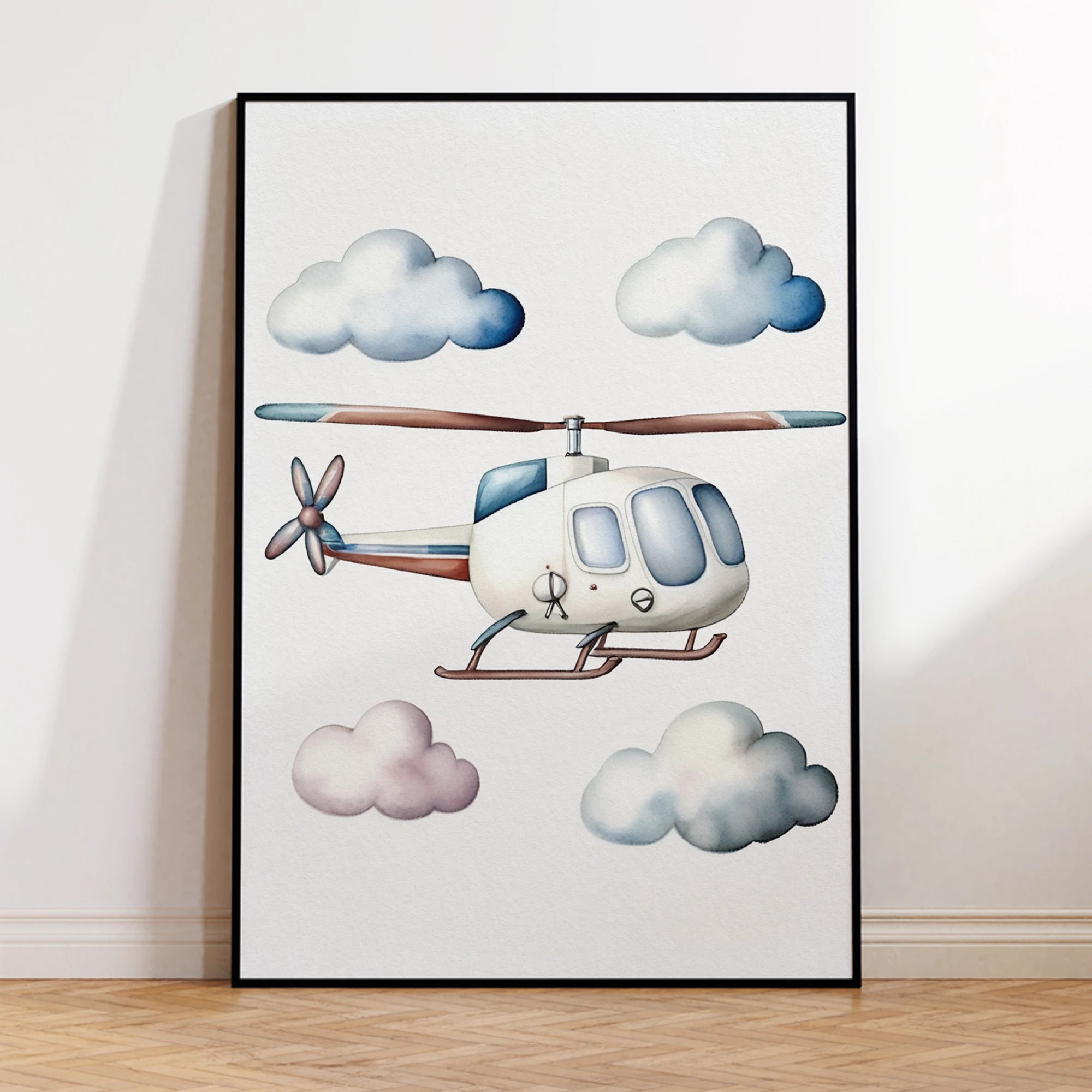 Cartoon Children Airplane Helicopter Hot Air Balloon Wall Art Prints Canvas Painting Poster Picture For Living Room Home Decor