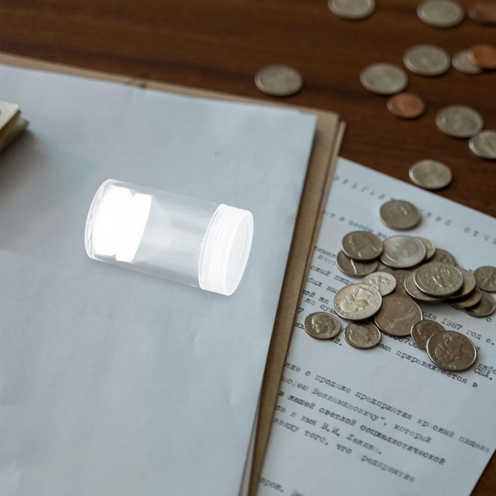 10pcs Coin Storage Bucket Clear Packing Tube Airtight Protection Organizer Collectors Coins Boxes Plastic Round Holders