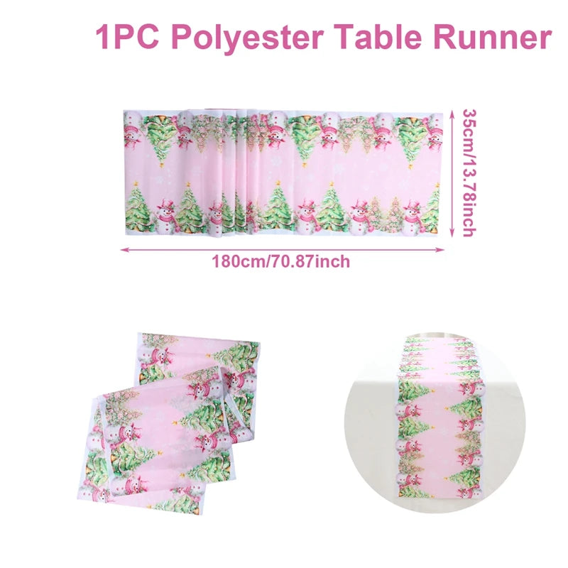 Christmas Linen Table Runner Merry Christmas Decoration for Home 2024 Table Cover Xmas Ornament Navidad Natal New Year Gift 2025