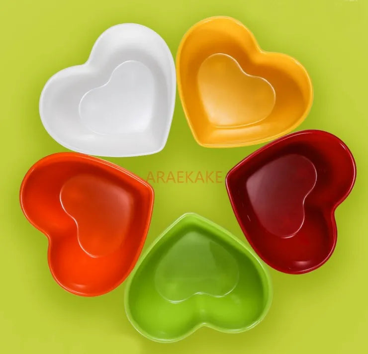 Medium love shaped bowl plastic melamine Dim sum tableware breakfast bowl dessert bowl fruit salad bowl